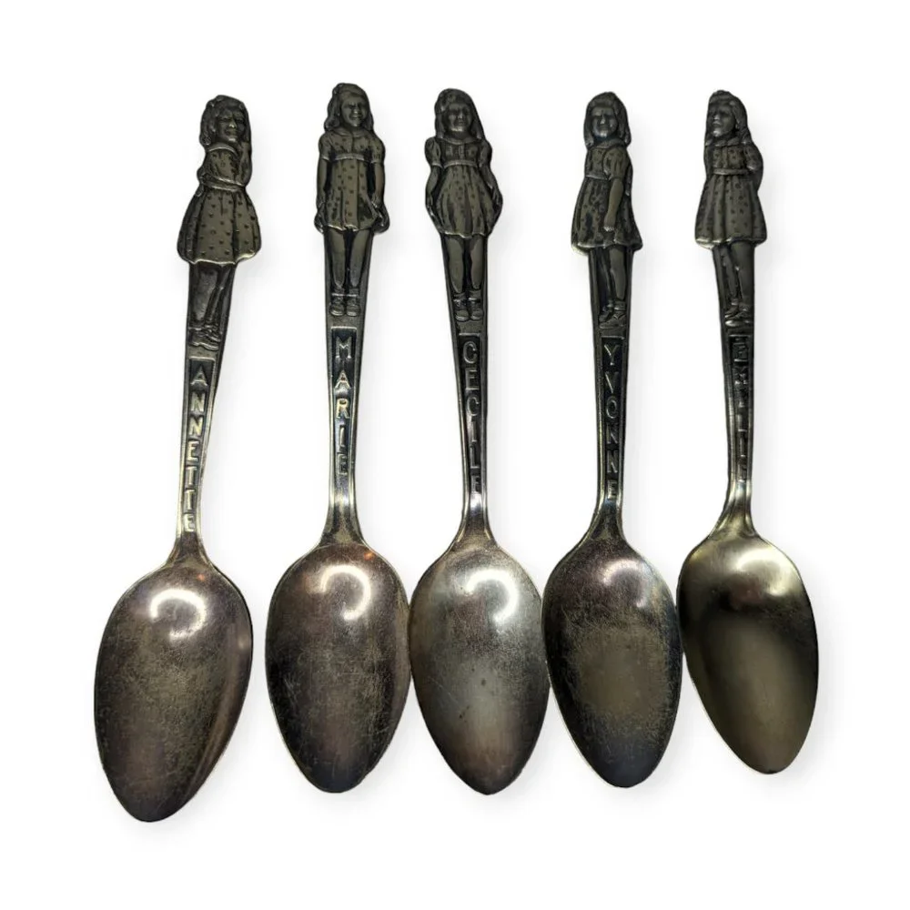 Vintage Dionne Quintuplets Silver Plated Spoon Set